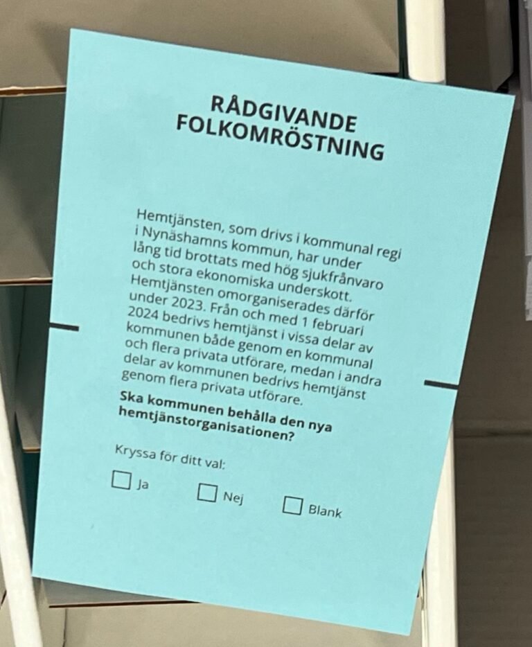 Preliminära resultat av folkomröstningen om hemtjänsten