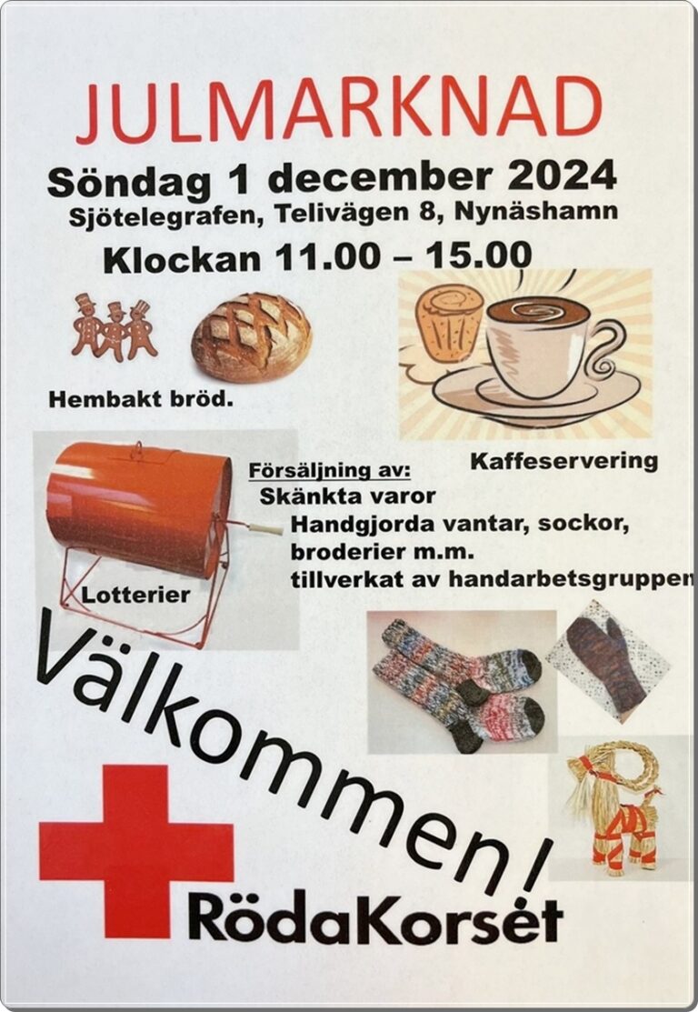 Välkommen till RödaKorsets Julmarknad i Nynäshamn!